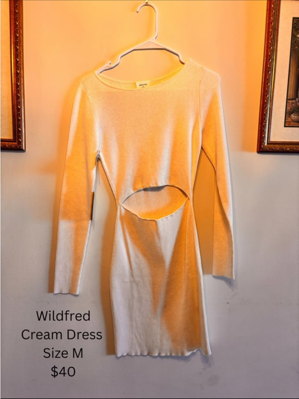 Wilfred Cream Cutout Long Sleeve Knit Dress